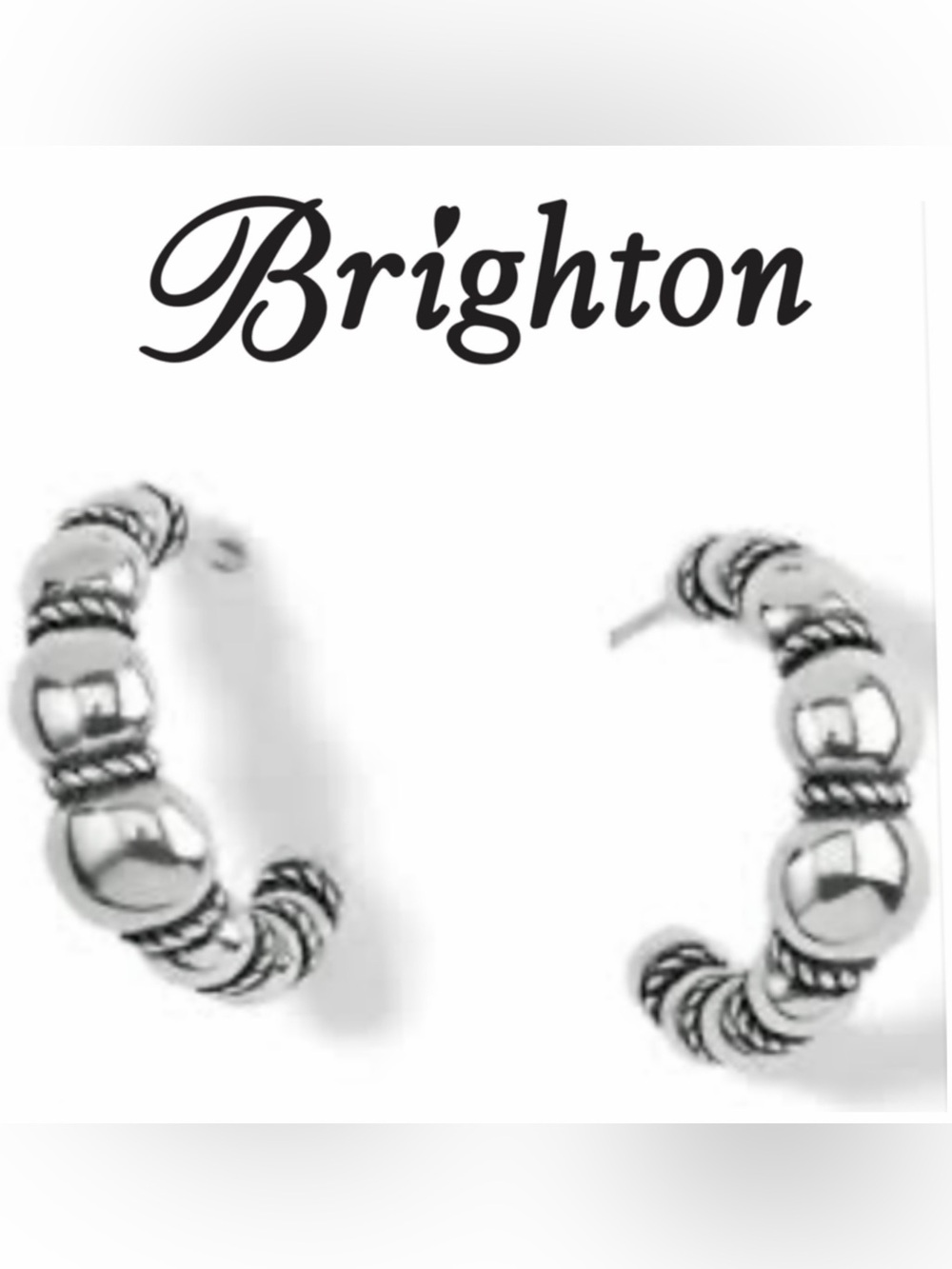 NWT, Brighton Sonora, Silver Hoop Ball, Post Earrings